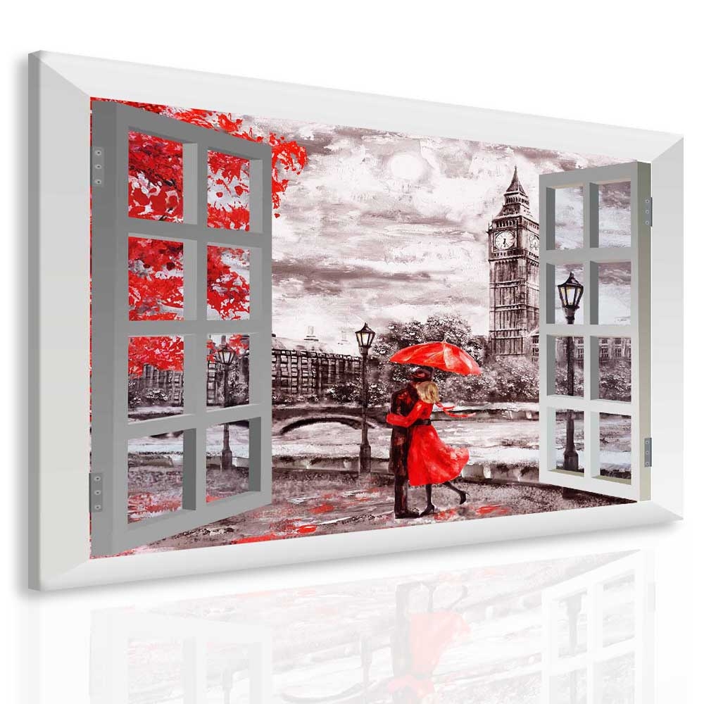 3D obraz Lska v Londn za oknem 50x40  cm