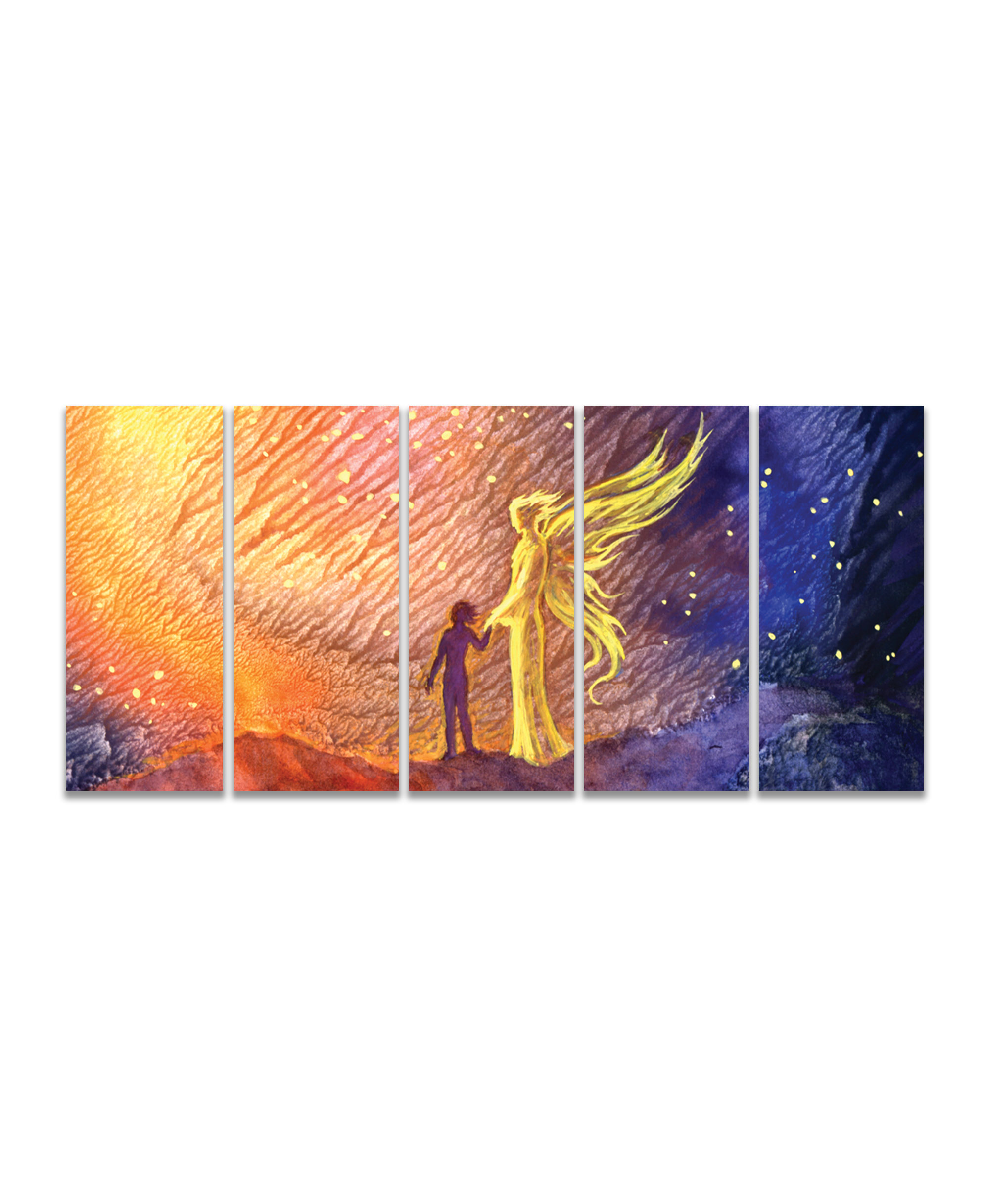 Abstraktní obraz andělská pomoc 100x45  cm, 5 dílů