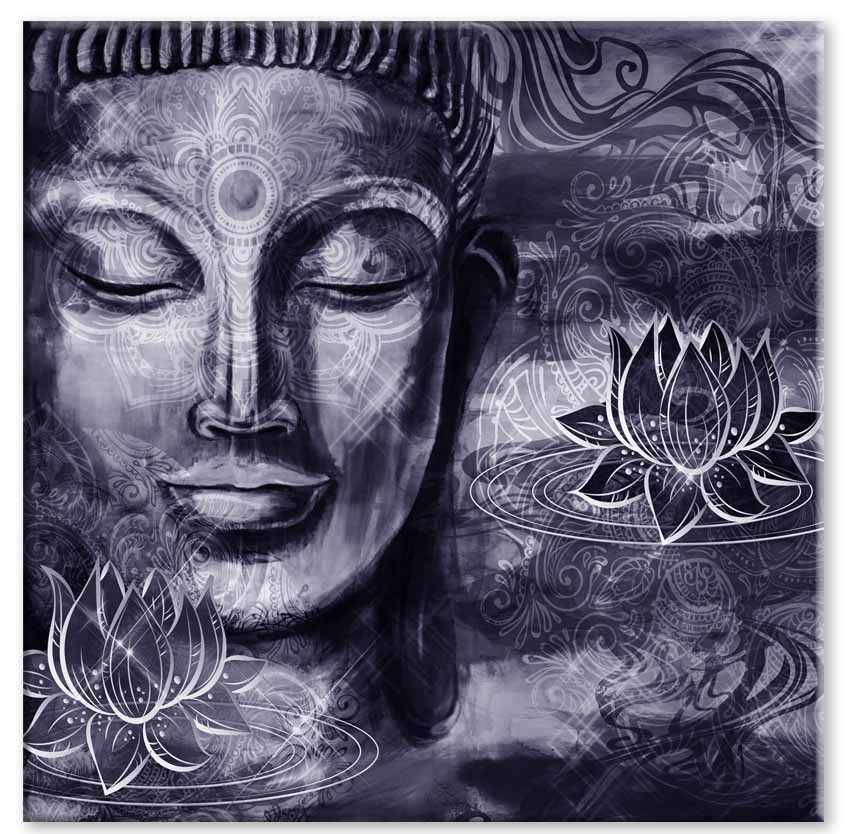 Abstraktní obraz fialový Buddha 30x30  cm