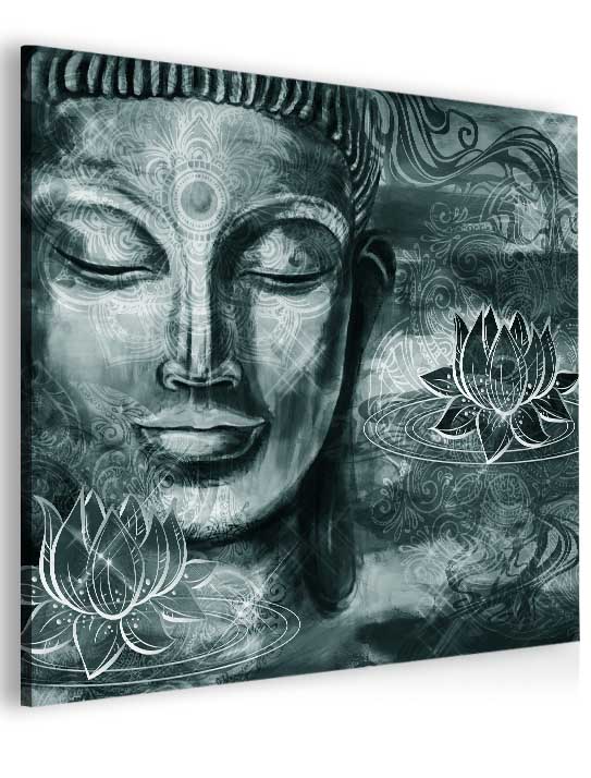 Abstraktní obraz šedý Buddha 60x60  cm