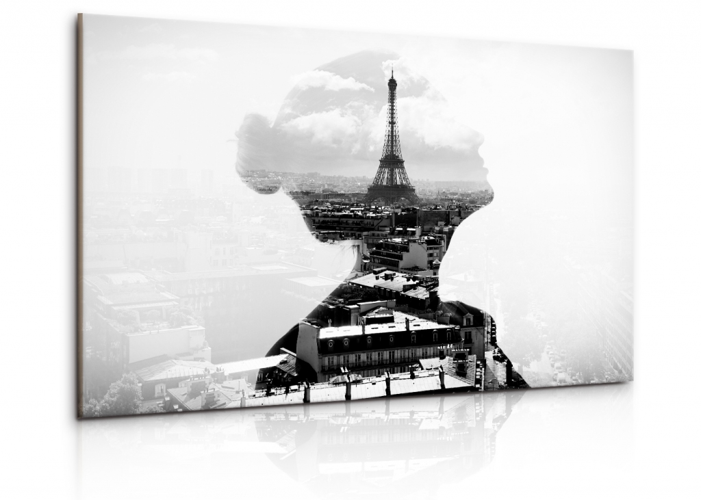 Černobílý obraz Dáma v Paříži 120x80  cm