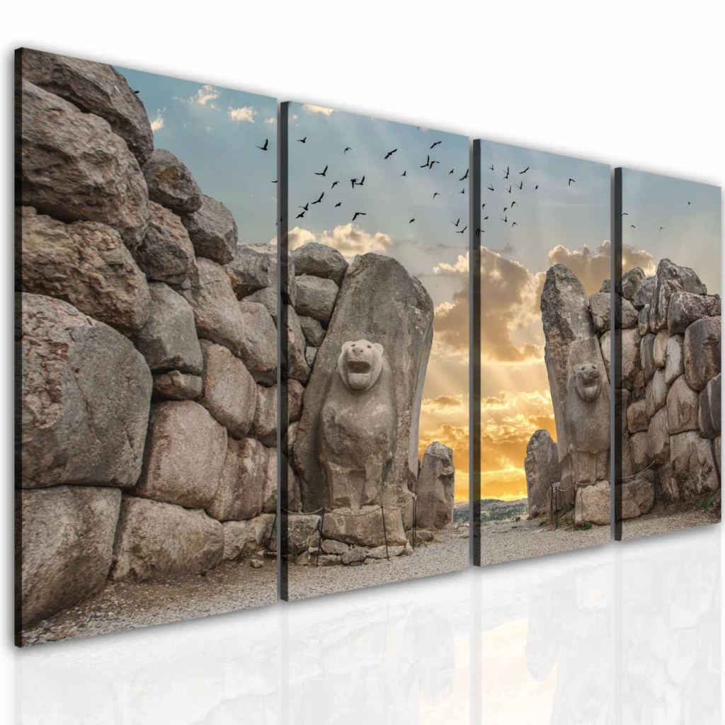 Čtyřdílný obraz Lion Gate Hattusa 160x90  cm, 4 díly