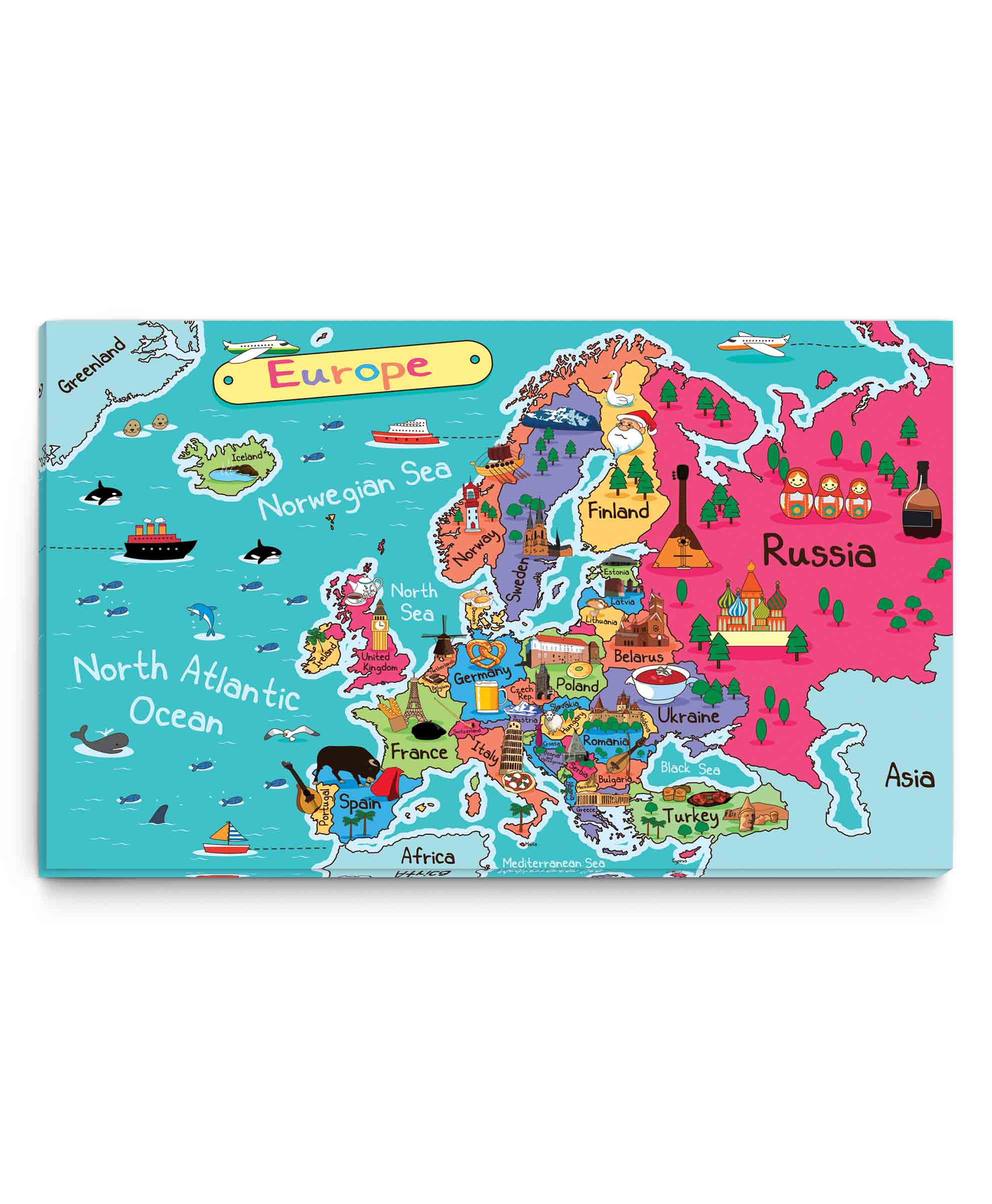 Dětský obraz Mapa Evropa 50x30  cm