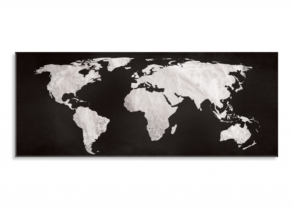 Obraz černobílá mapa světa 150x60  cm