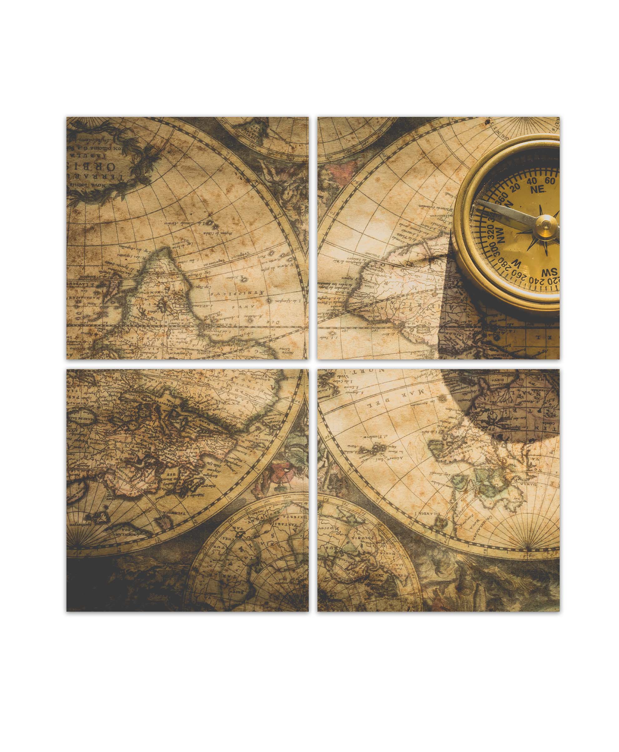 Obraz kompas na map 50x50  cm, 4 dly