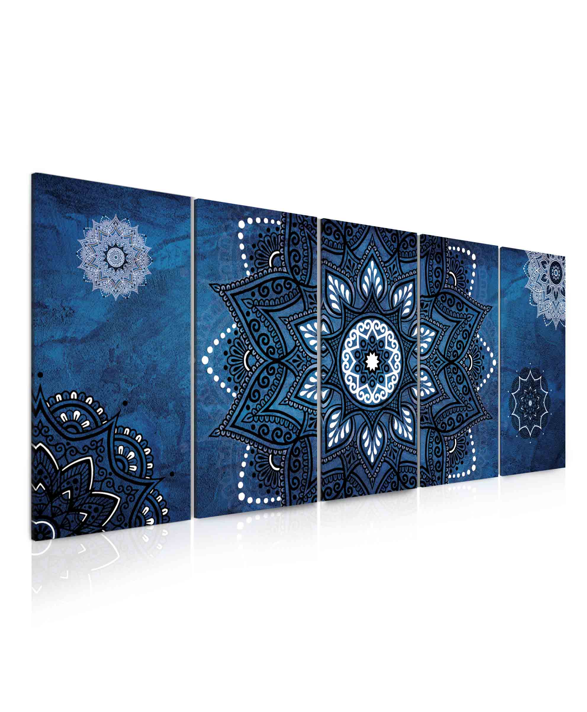 Obraz kouzelná mandala modrá 150x60  cm, 5 dílů
