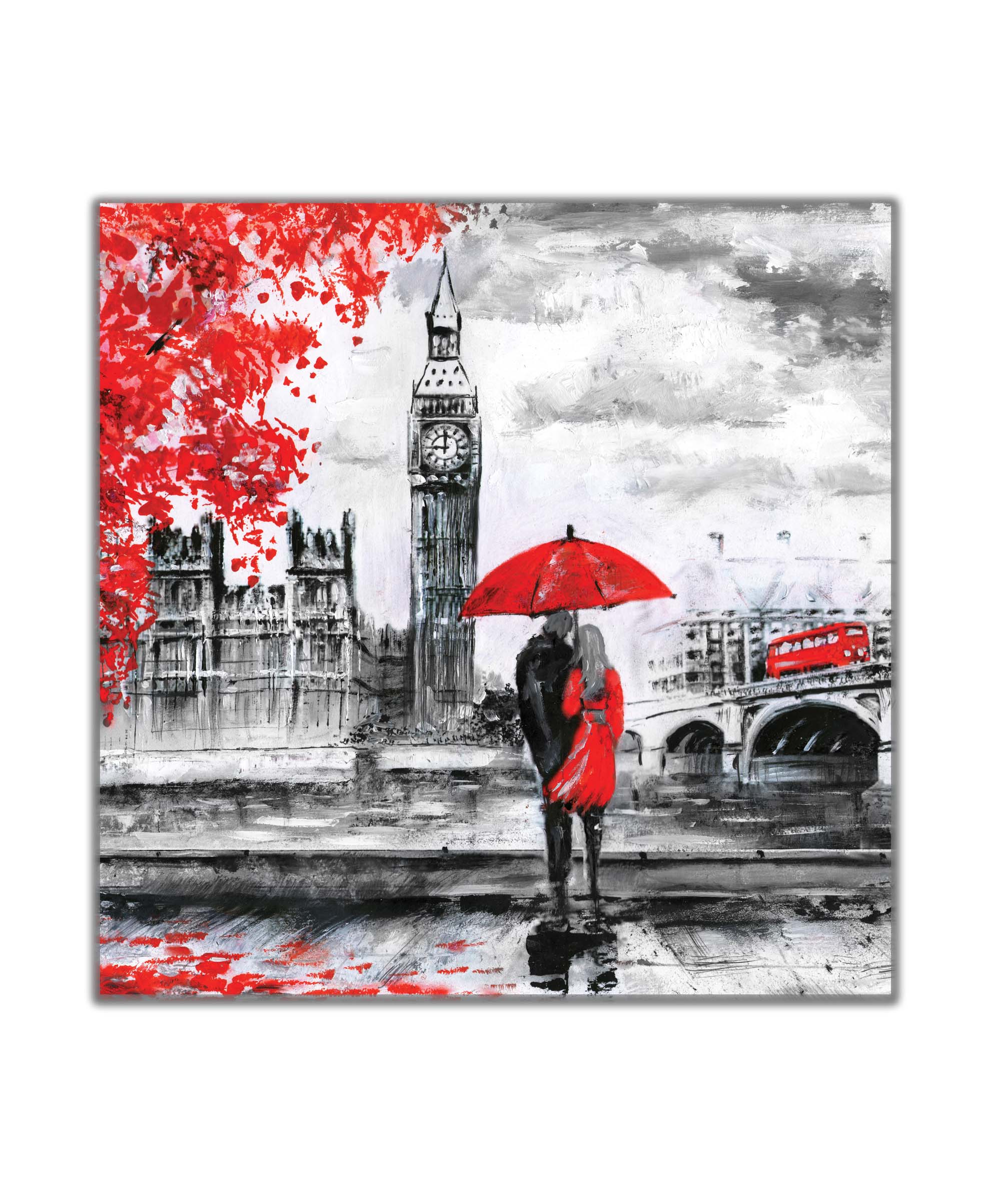 Obraz londýnská procházka červená 80x80  cm