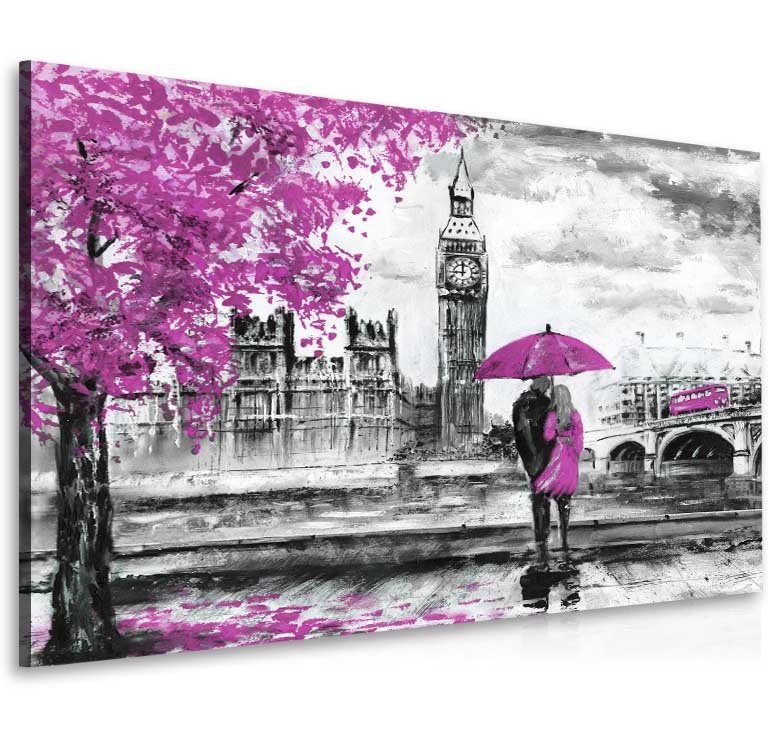 Obraz londýnská procházka fialová 80x40  cm