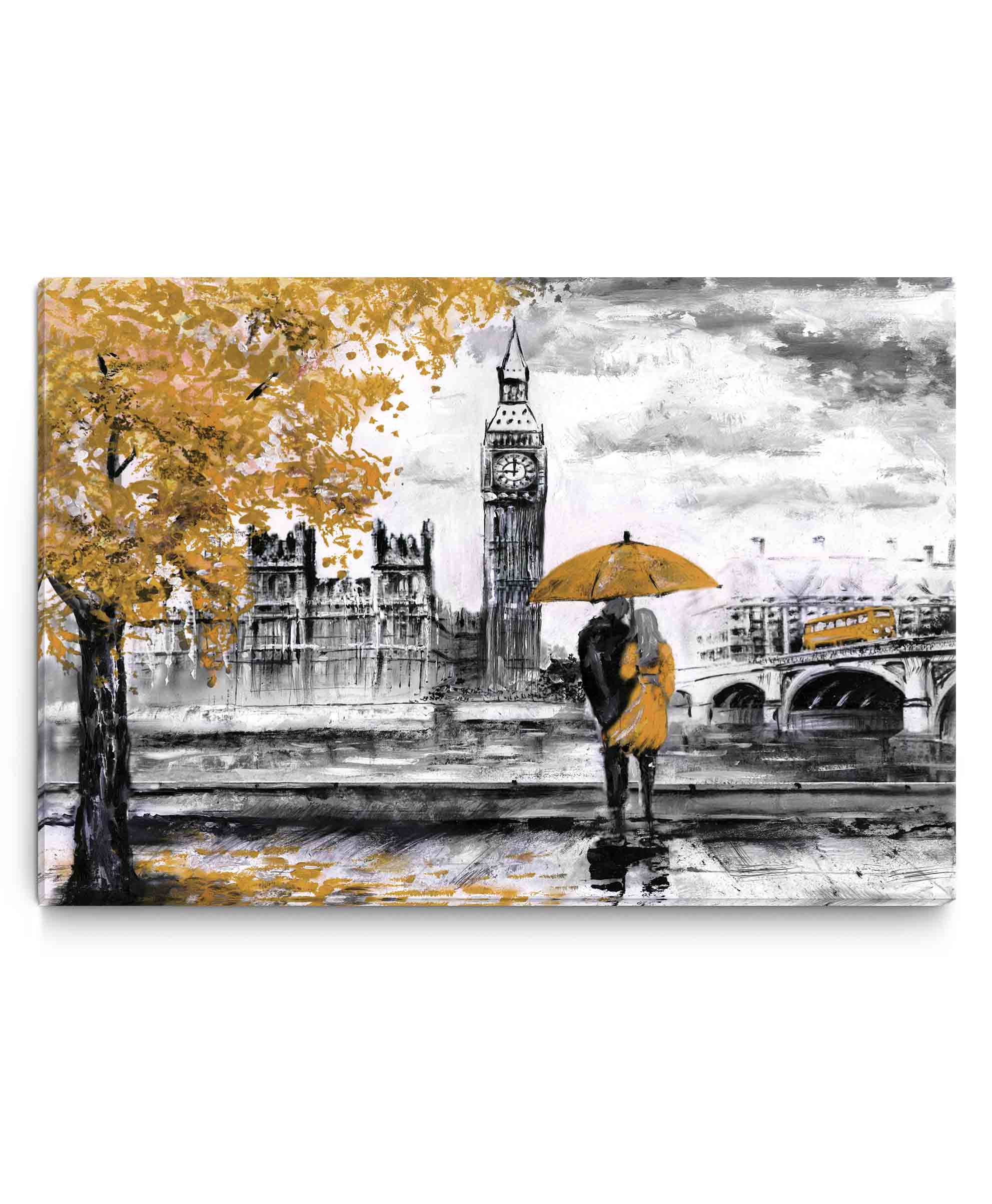 Obraz londýnská procházka žlutá 110x80  cm