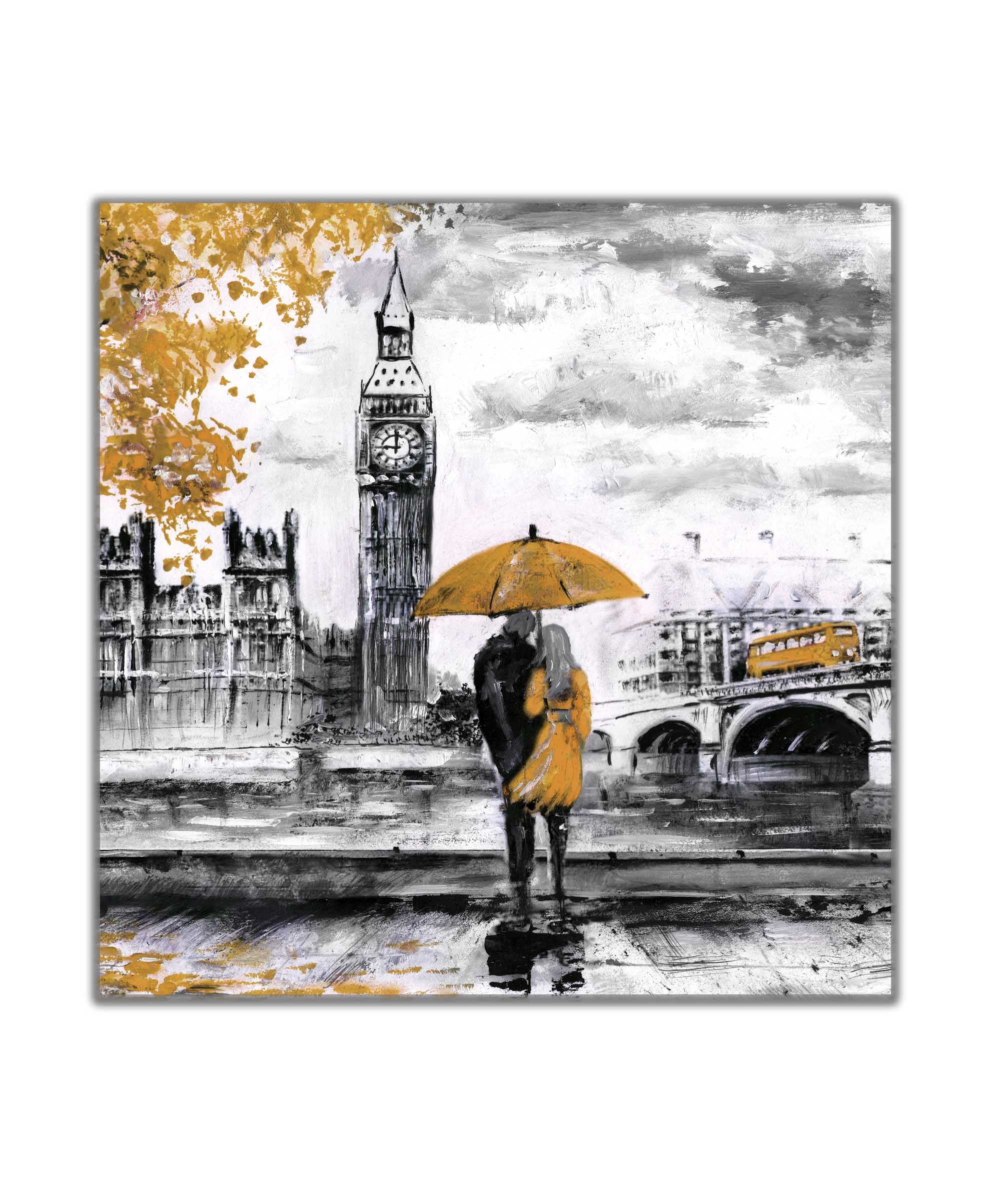 Obraz londýnská procházka žlutá 30x30  cm