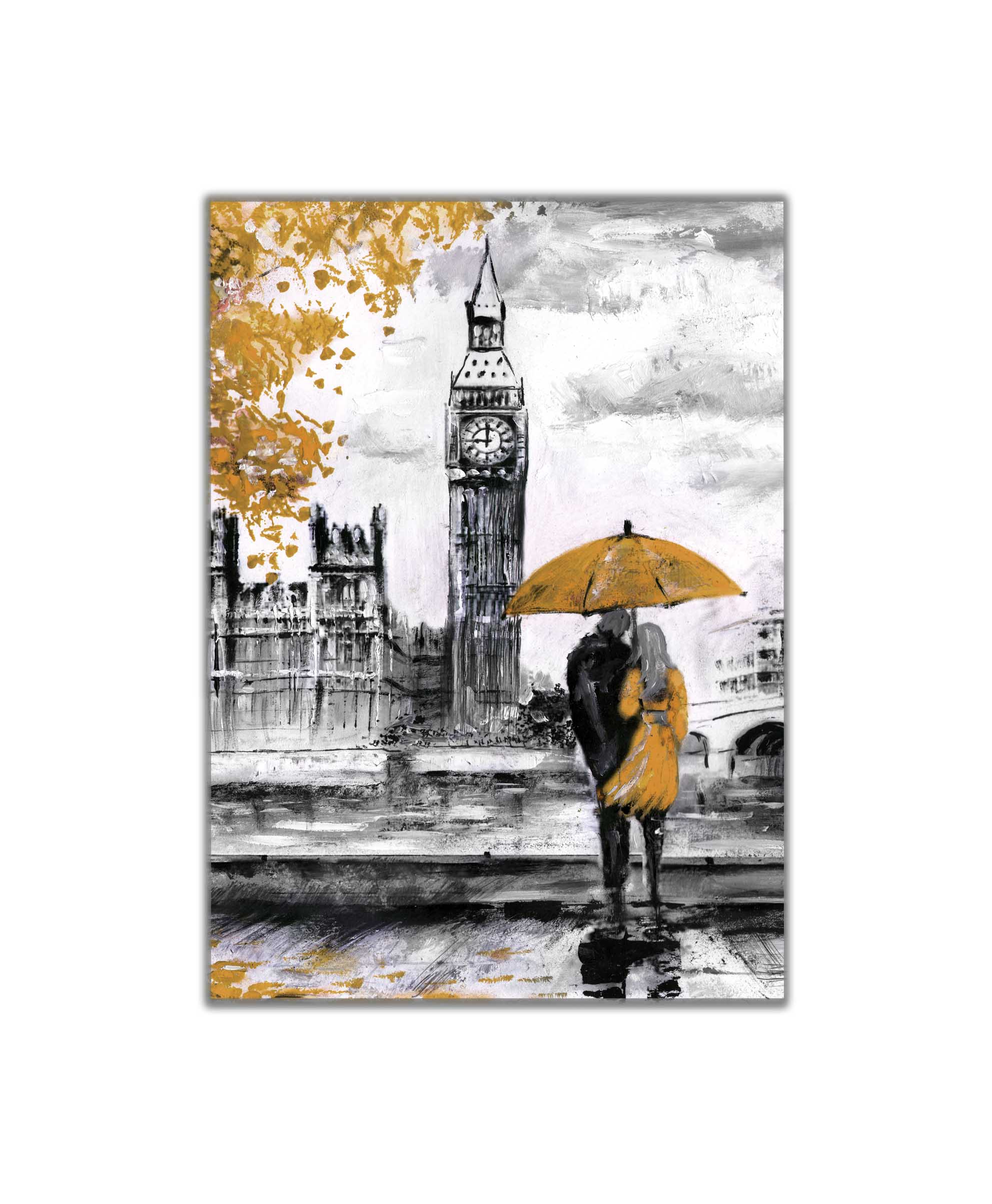 Obraz londýnská procházka žlutá 80x120  cm