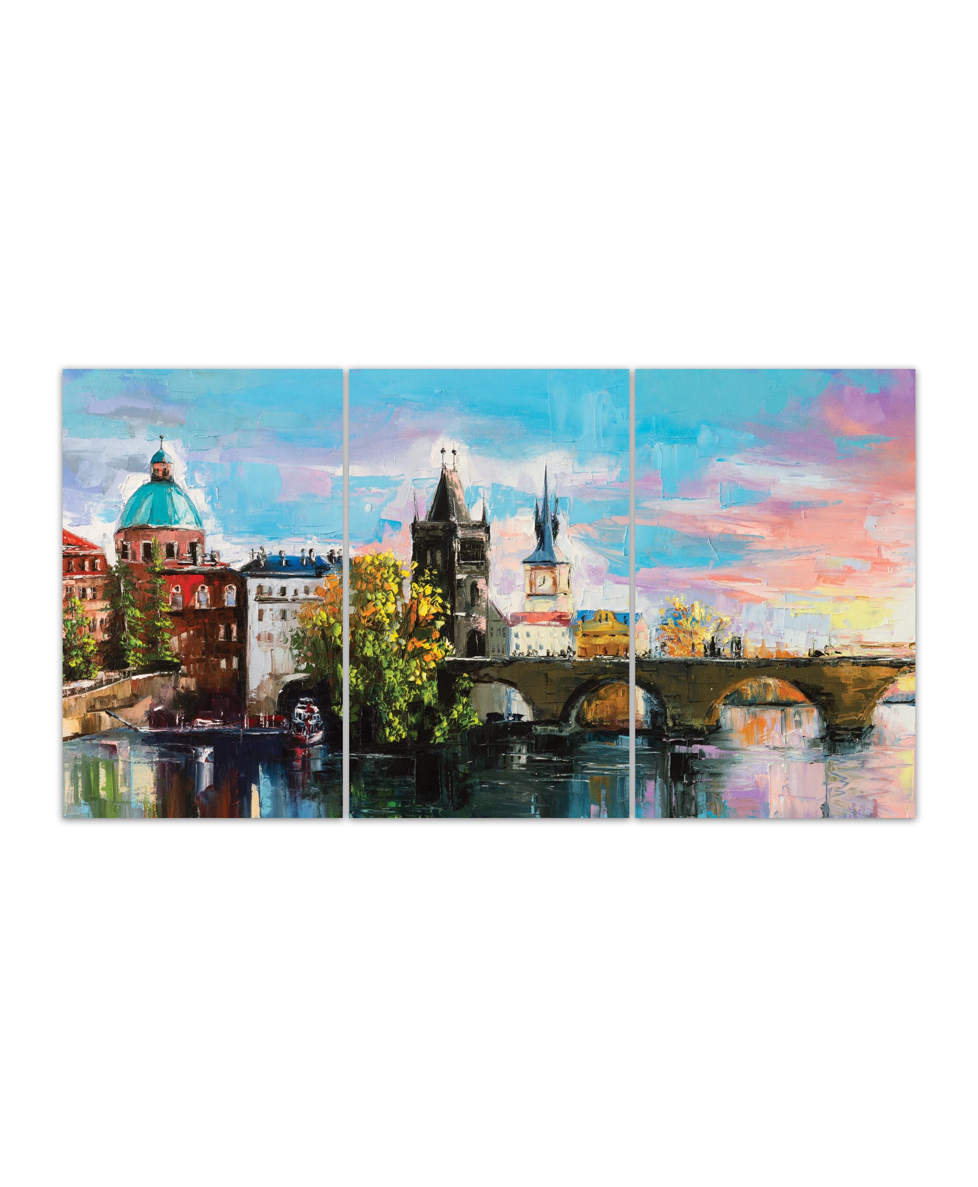 Obraz malovaný Karlův most 120x80  cm, 3 díly