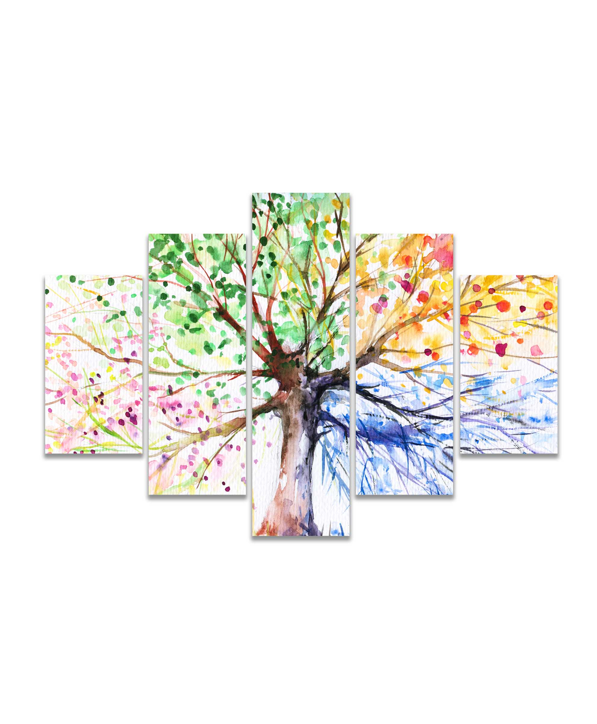 Obraz malovaný strom ročních období 100x50  cm, 5 dílů