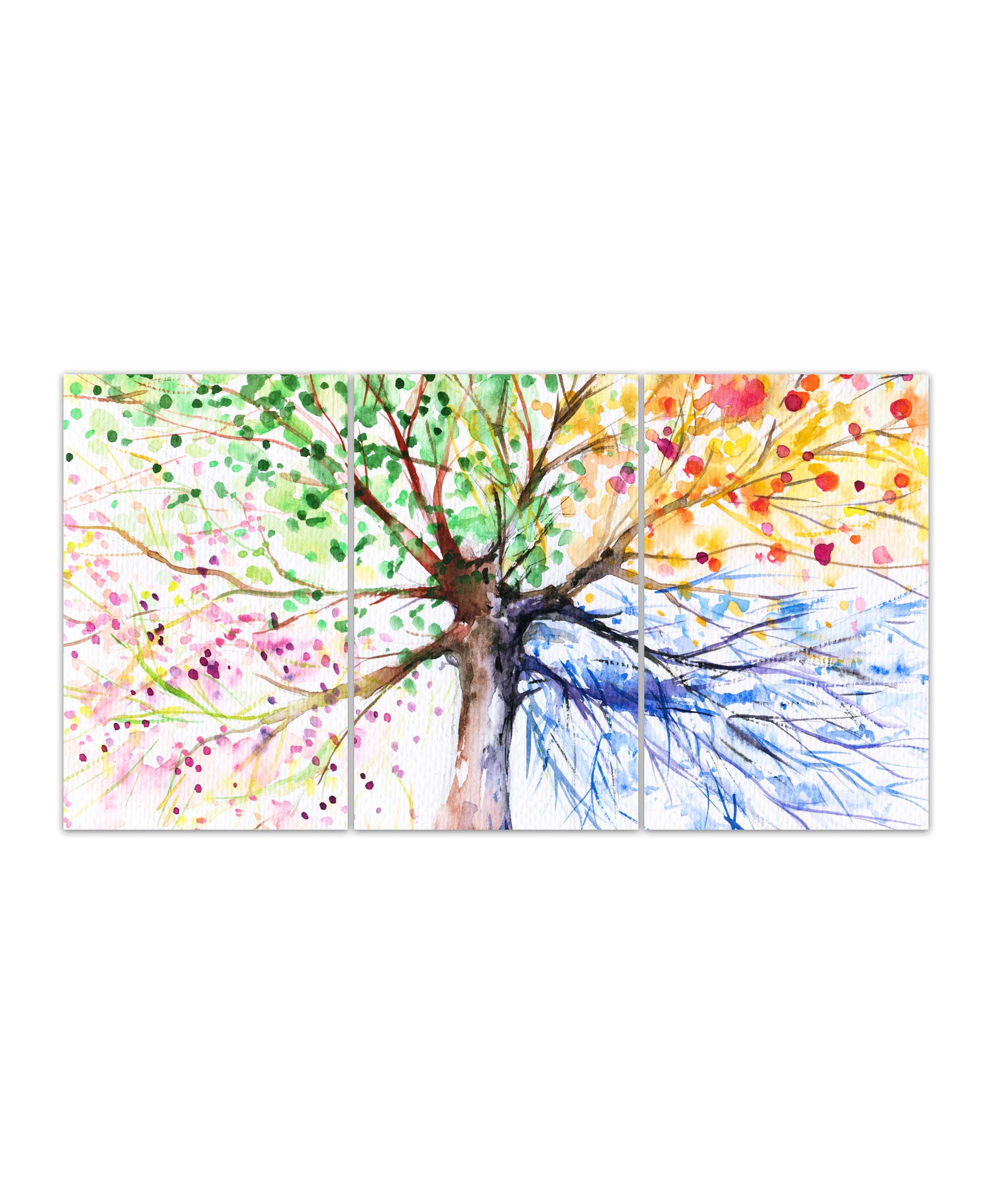 Obraz malovaný strom ročních období 100x45  cm, 5 dílů