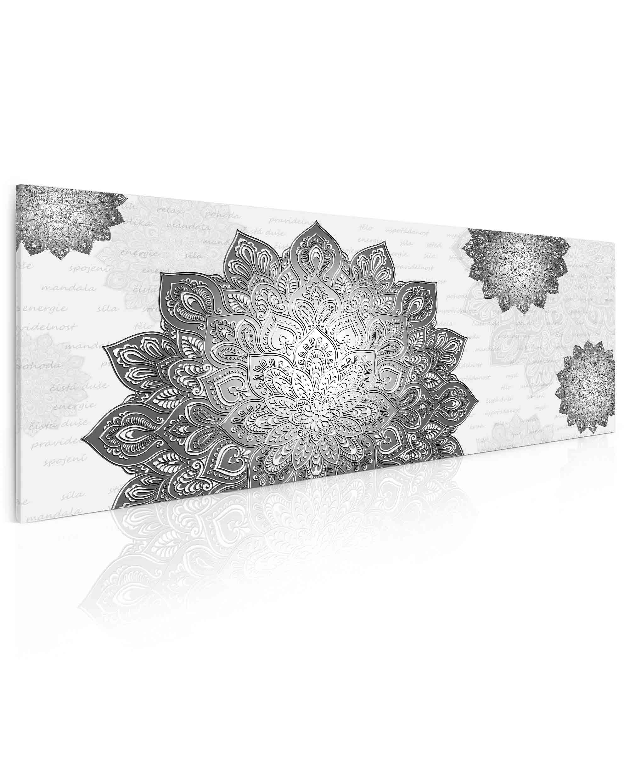 Obraz Mandala kovově šedá 100x40  cm