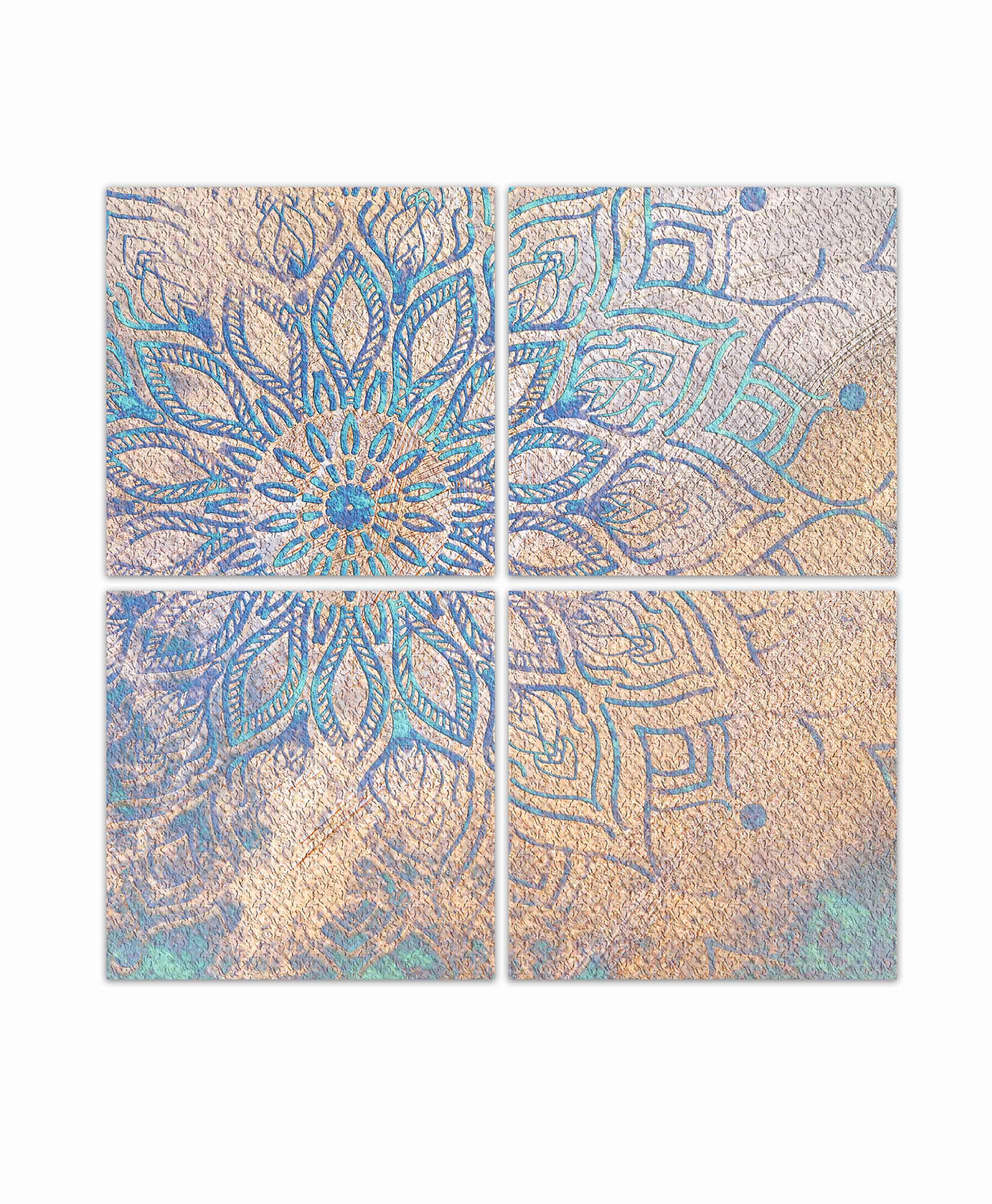 Obraz Modro-zlatá mandala 80x80  cm, 4 díly