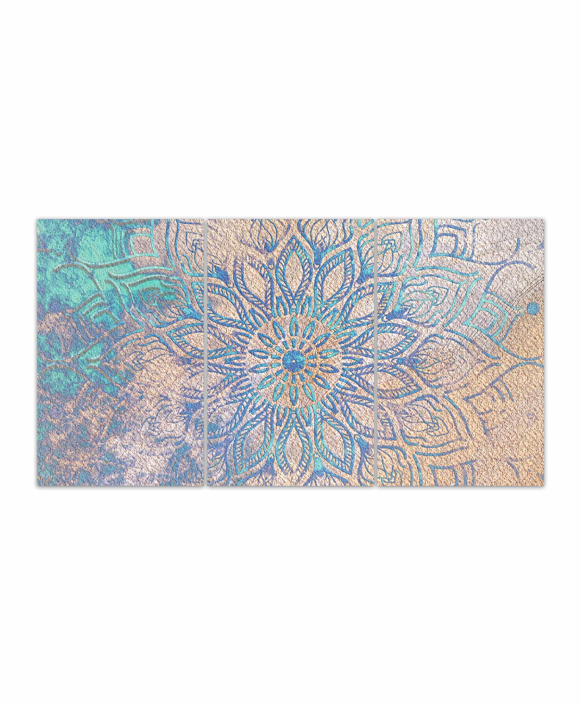 Obraz Modro-zlatá mandala 120x80  cm, 3 díly