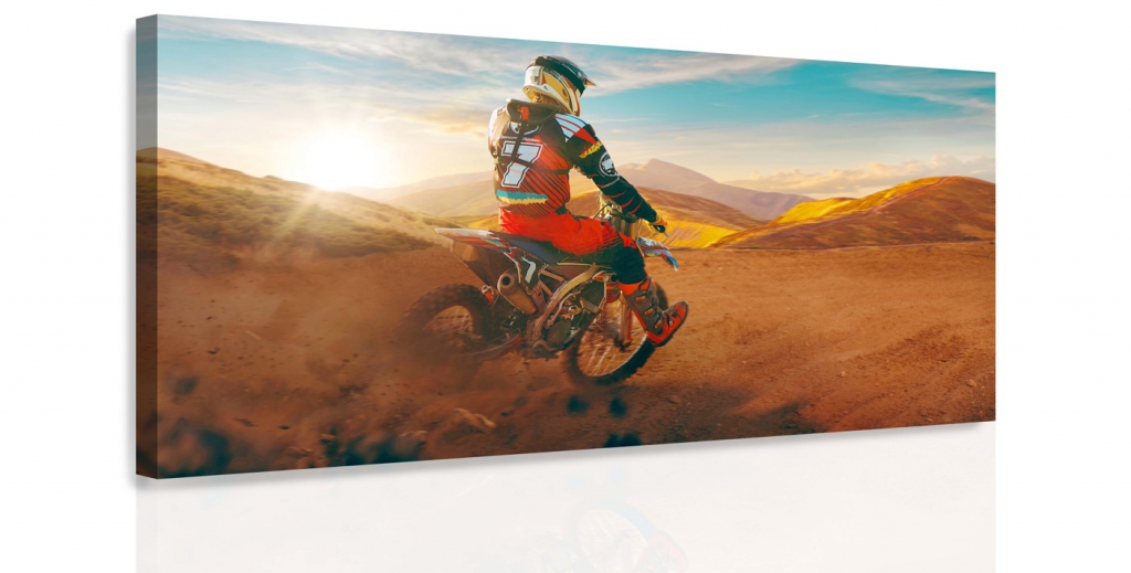 Obraz Motorkář v poušti 100x50  cm