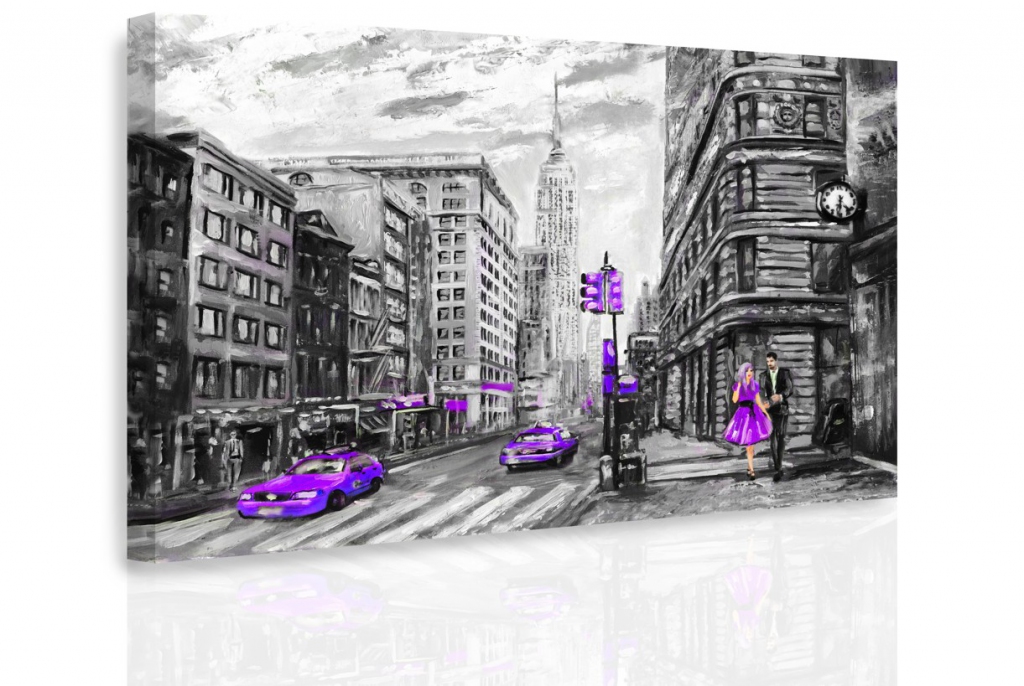 Obraz New York fialový 150x100  cm