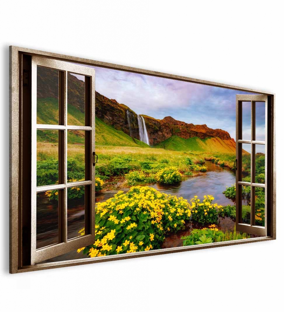 Obraz okno islandský vodopád 30x20  cm