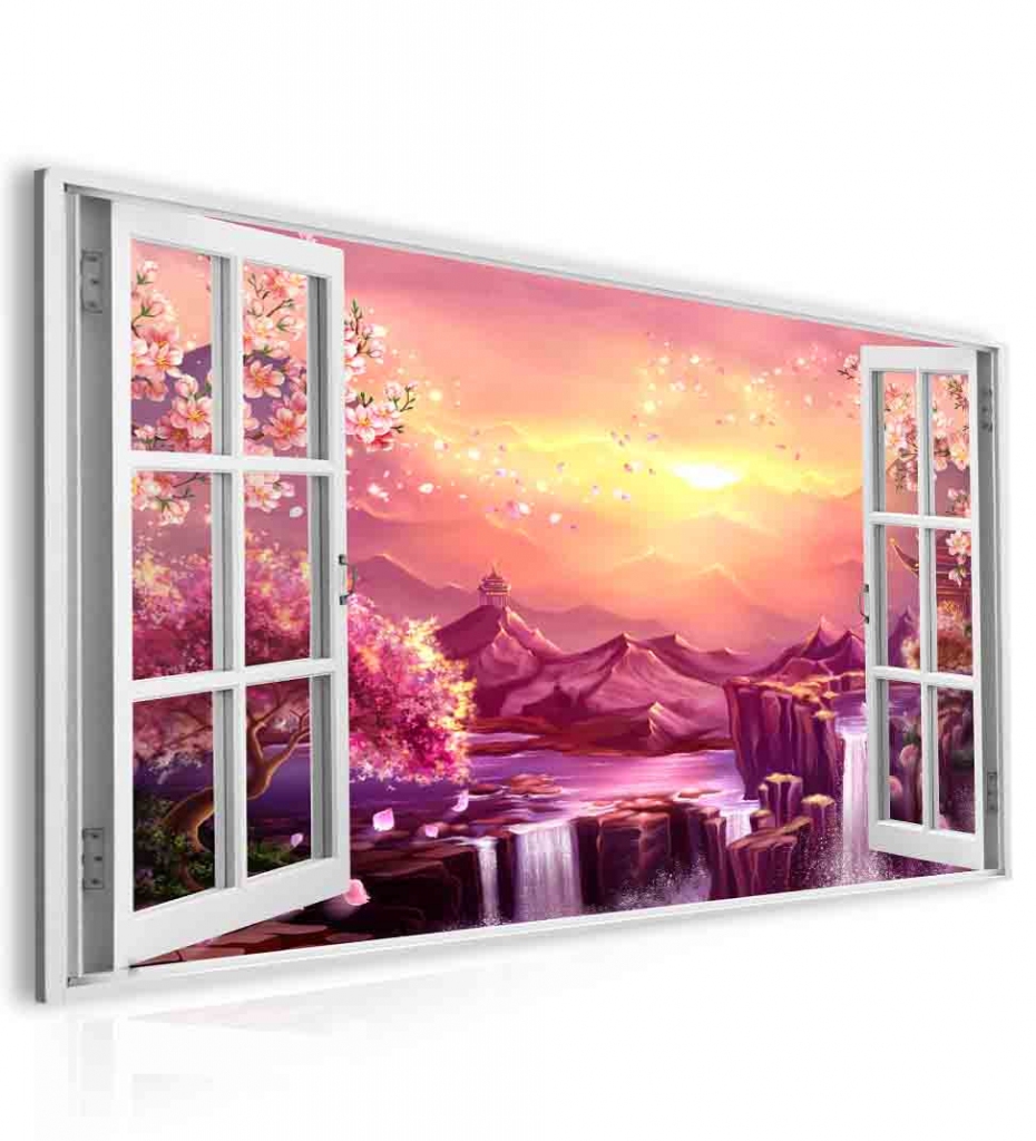 Obraz okno sakury 120x80  cm