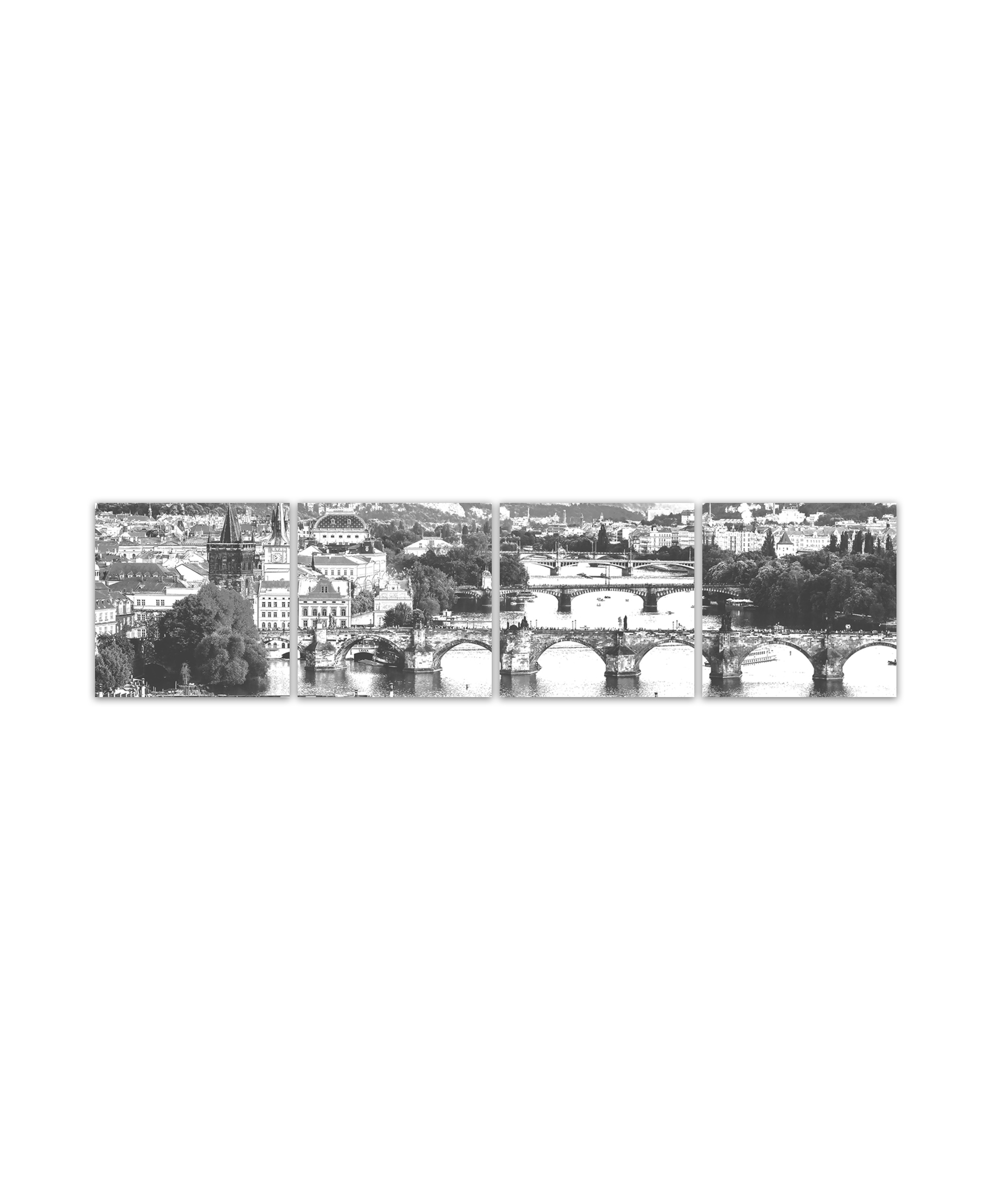 Obraz Praha tužkou 100x25  cm, 4 díly