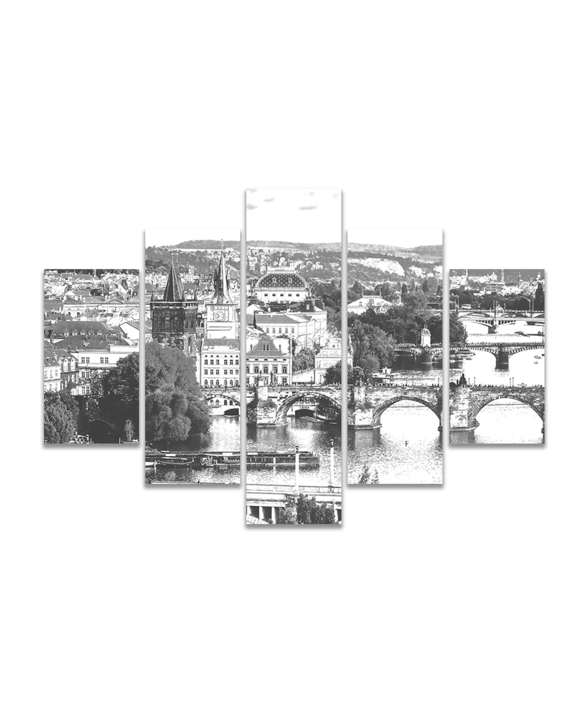 Obraz Praha tužkou 200x100  cm, 5 dílů