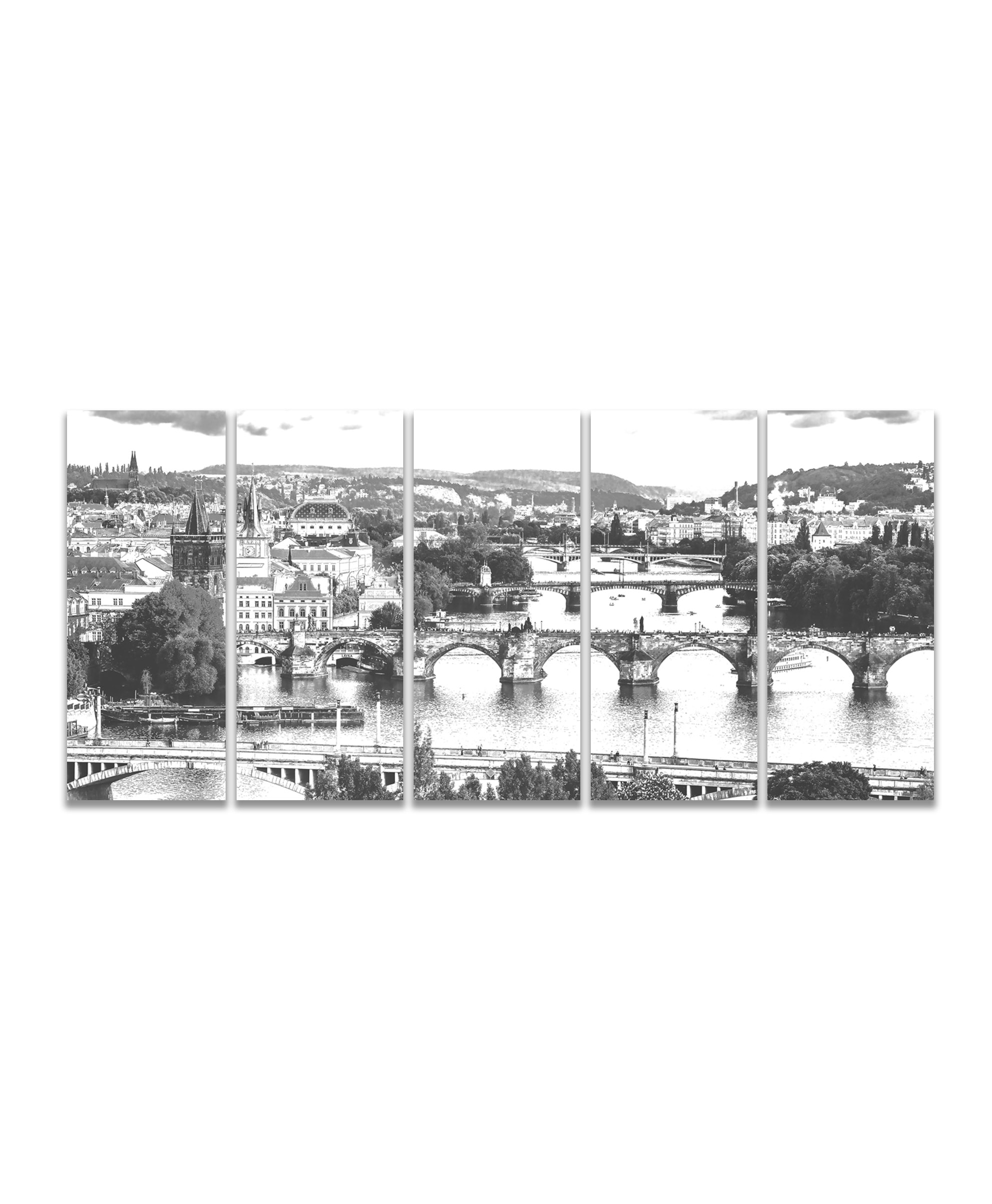 Obraz Praha tužkou 100x45  cm, 5 dílů