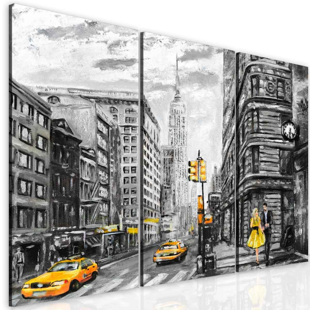 Obraz reprodukce  Žlutý New York 120x90  cm, 3 díly