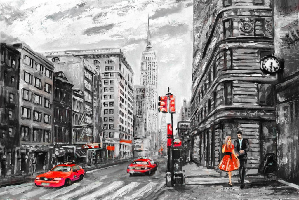 Obraz reprodukce New York červený 90x60  cm
