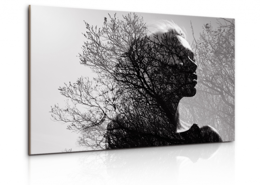 Obraz silueta dvky se vzorem stromu 90x60  cm