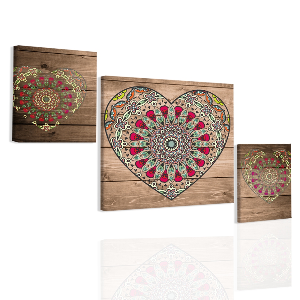 Obraz srdce mandaly na dev 120x80  cm