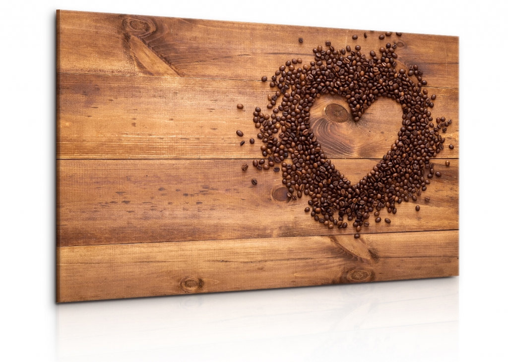 Obraz zrnka kávy ve tvaru srdce 90x60  cm