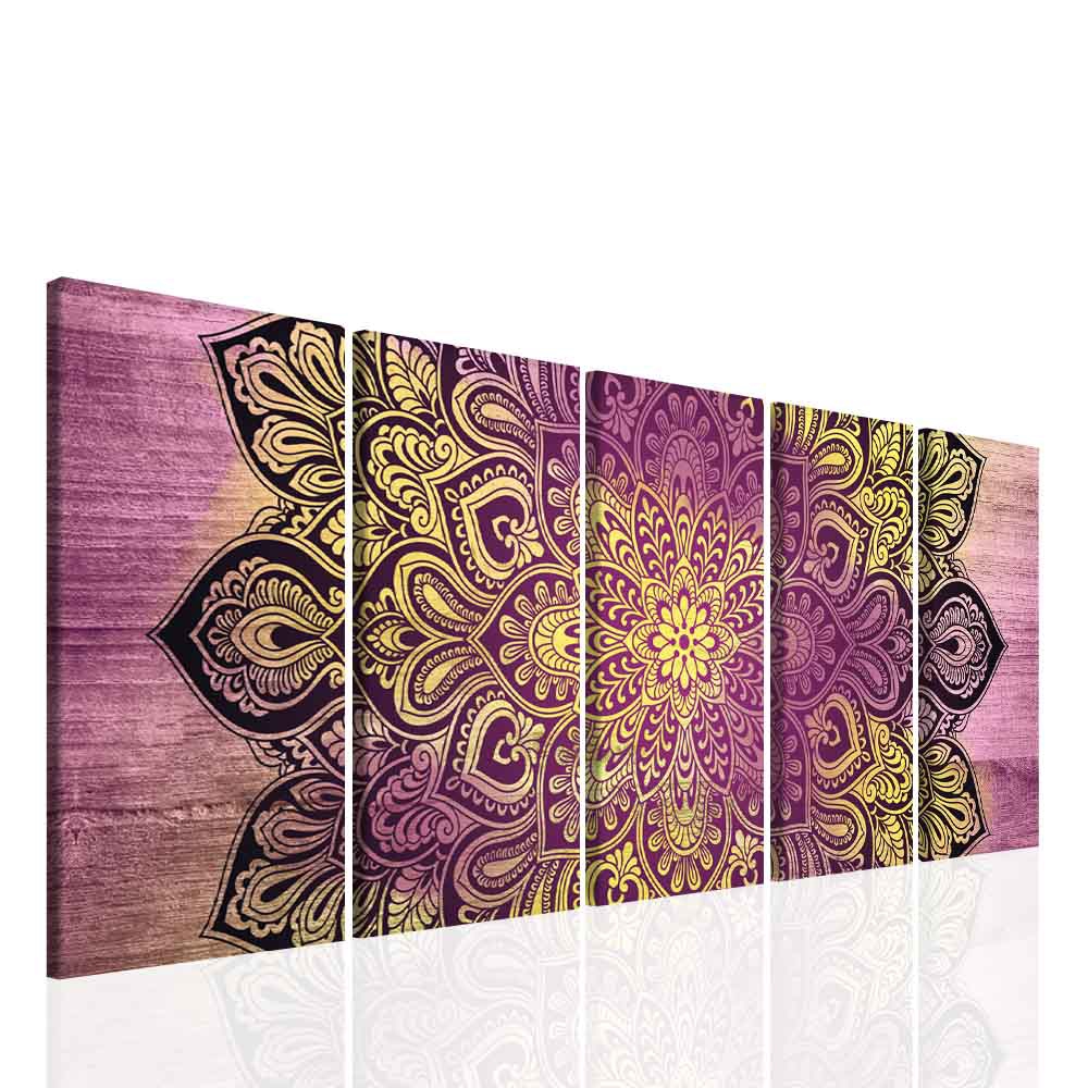 Pětidílný obraz Mandala na dřevě 150x60  cm, 5 dílů
