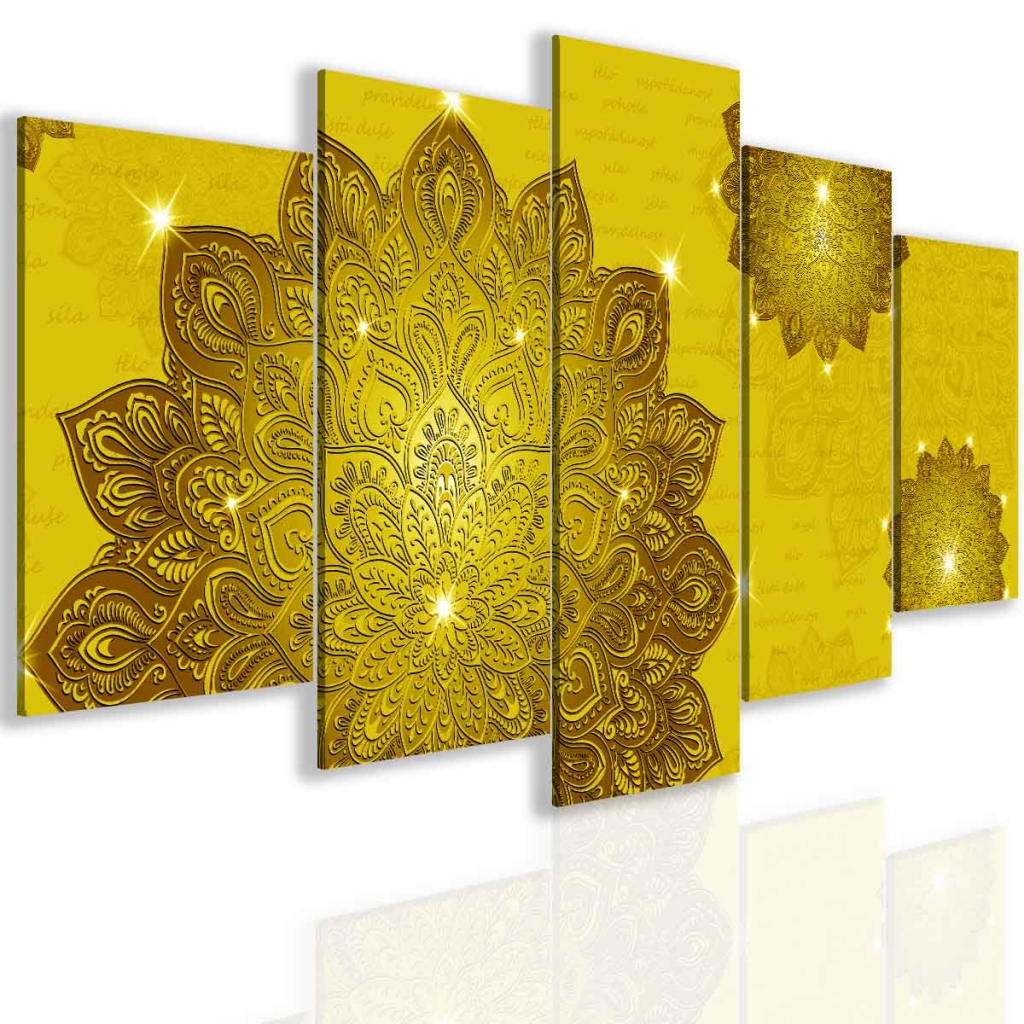Pětidílný obraz Zlatá mandala 100x50  cm, 5 dílů