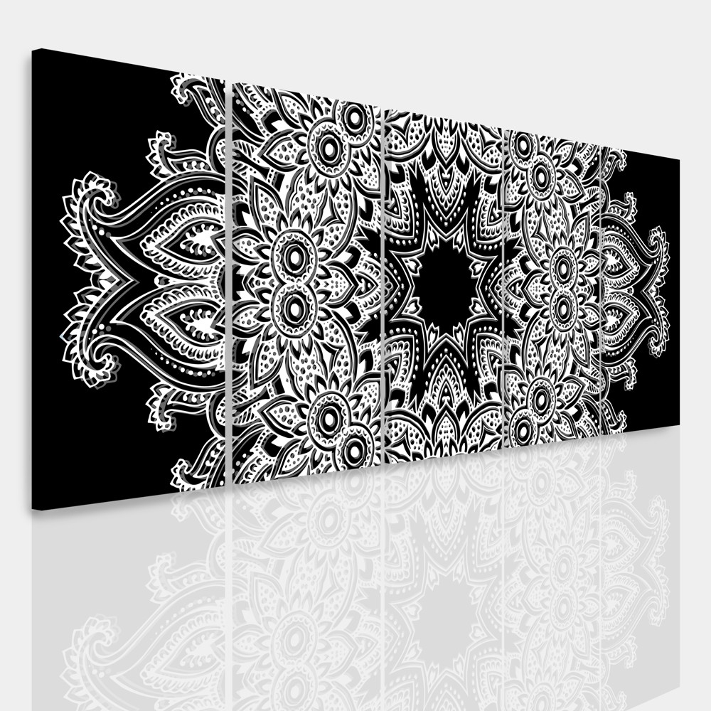 Vícedílný obraz - Černobílá mandala II. 150x60  cm