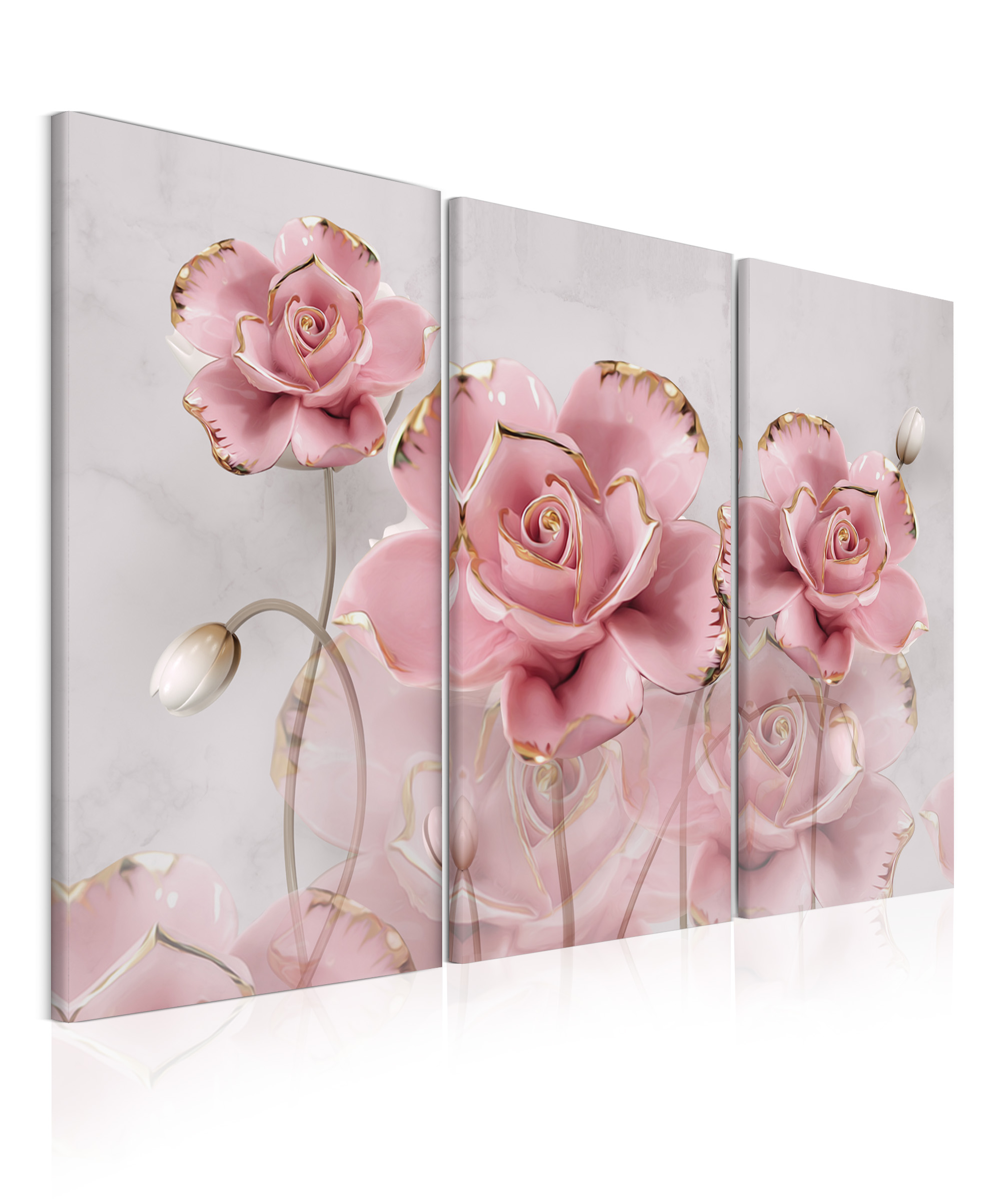 Vcedln obraz Kvtiny z porcelnu 90x60  cm, 3 dly