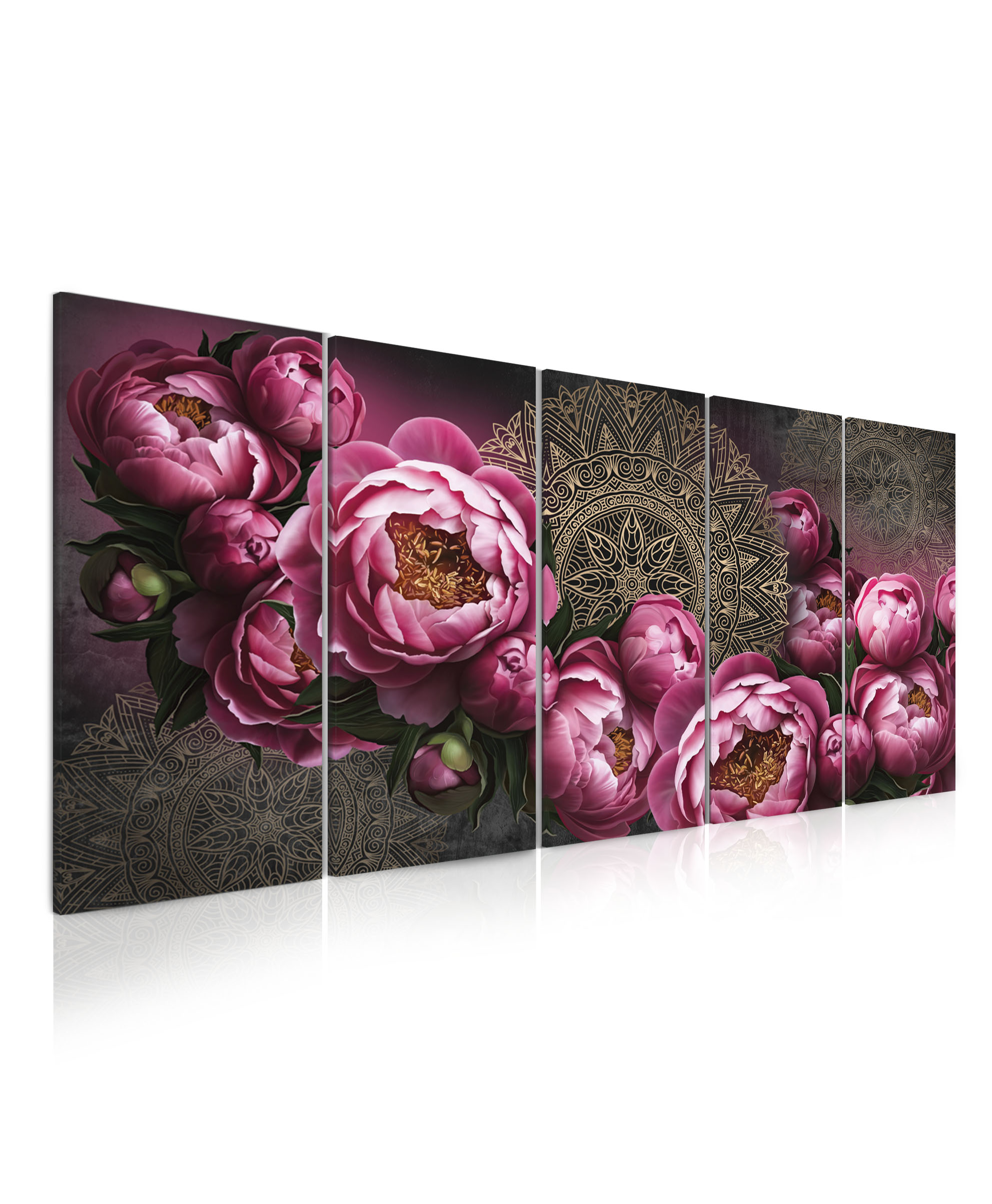 Vícedílný obraz Mandala s růžemi 100x45  cm, 5 dílů
